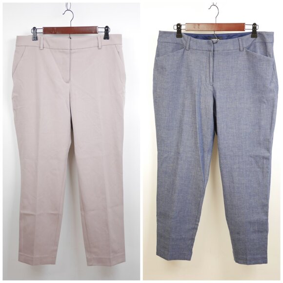 EXPRESS Women's 14 Blue & pink LOT OF 2 PAIRS Slacks Columnist Fit ankle pants - Picture 1 of 16